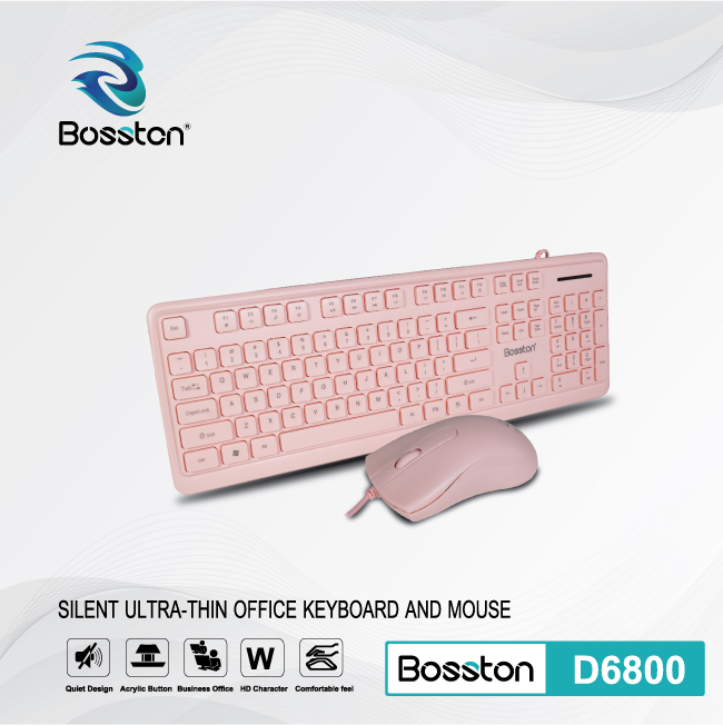 COMBO BÀN PHÍM + MOUSE BOSSTON D6800 PINK